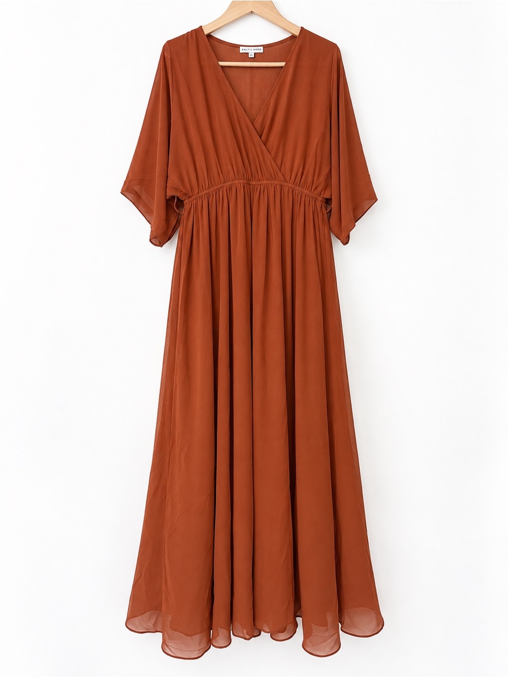 Baltic Born Rust Burnt Orange Maxi Dress Dolman Sleeves Boho XXL